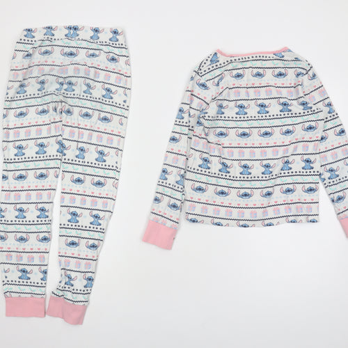 George Girls Lilo & Stitch Pyjama Set, Blue/White, 11-12 Years