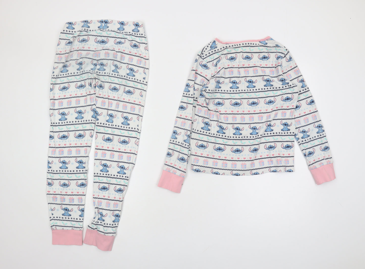 George Girls Lilo & Stitch Pyjama Set, Blue/White, 11-12 Years