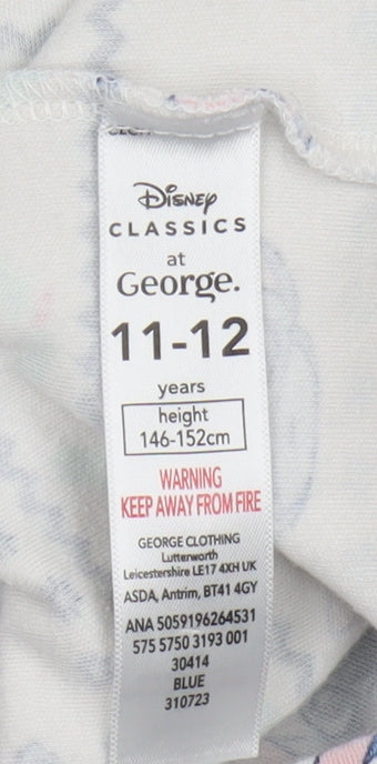 George Girls Lilo & Stitch Pyjama Set, Blue/White, 11-12 Years