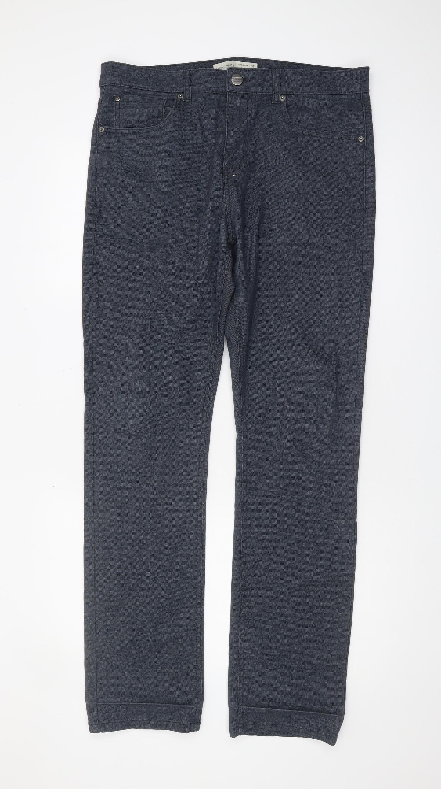 Racing Green Men's Black Straight Trousers Size L