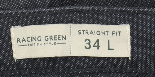 Racing Green Men's Black Straight Trousers Size L