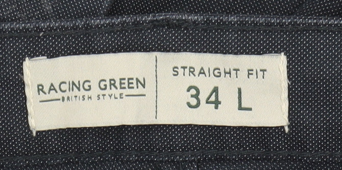 Racing Green Men's Black Straight Trousers Size L