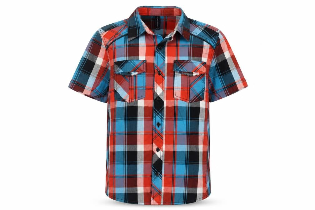 Front view of Gee Jay Men's XS Multicoloured Plaid Shirt