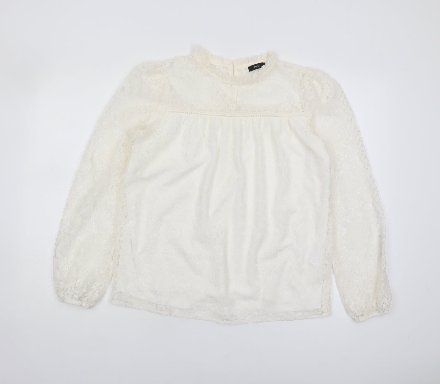 M&Co Women's Ivory Lace Blouse - Size 10