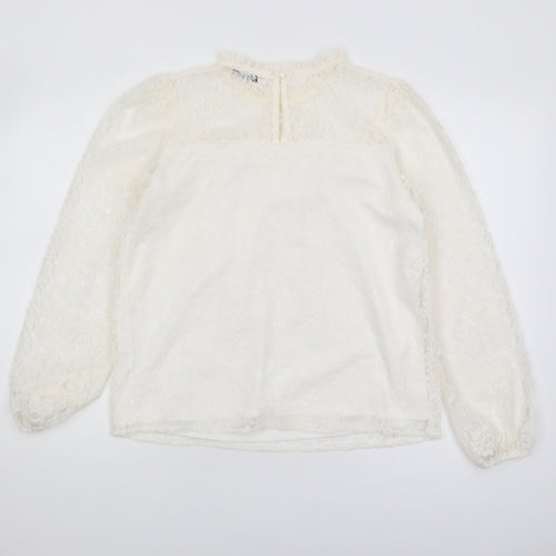 M&Co Women's Ivory Lace Blouse - Size 10