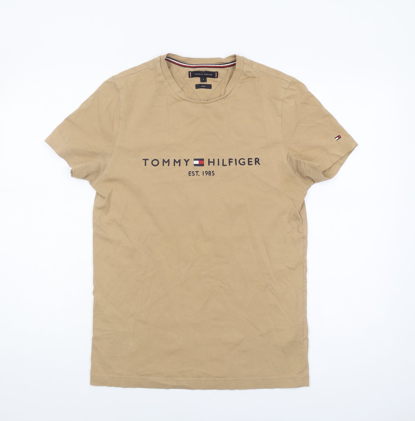 Tommy Hilfiger Men's Beige Slim Fit S T-Shirt