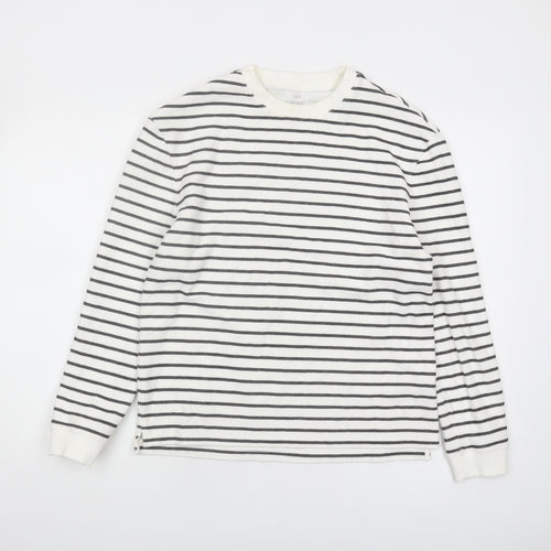 Marks and Spencer Girls White Striped Pullover Sweatshirt 13-14Y