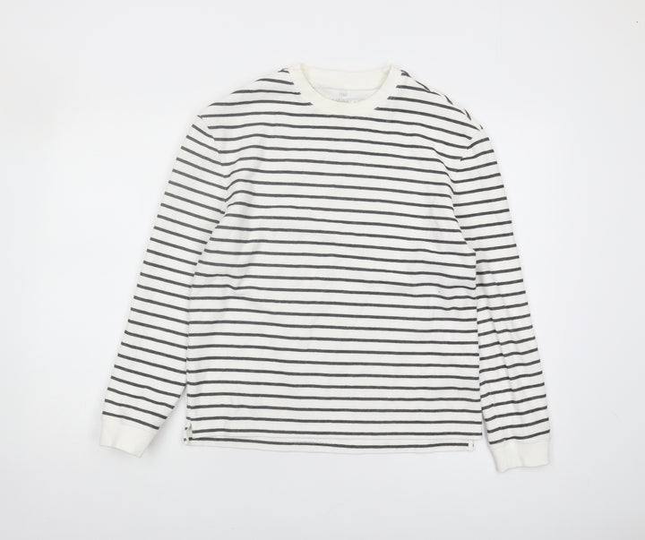 Marks and Spencer Girls White Striped Pullover Sweatshirt 13-14Y