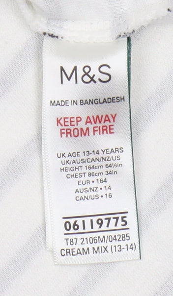 Marks and Spencer Girls White Striped Pullover Sweatshirt 13-14Y