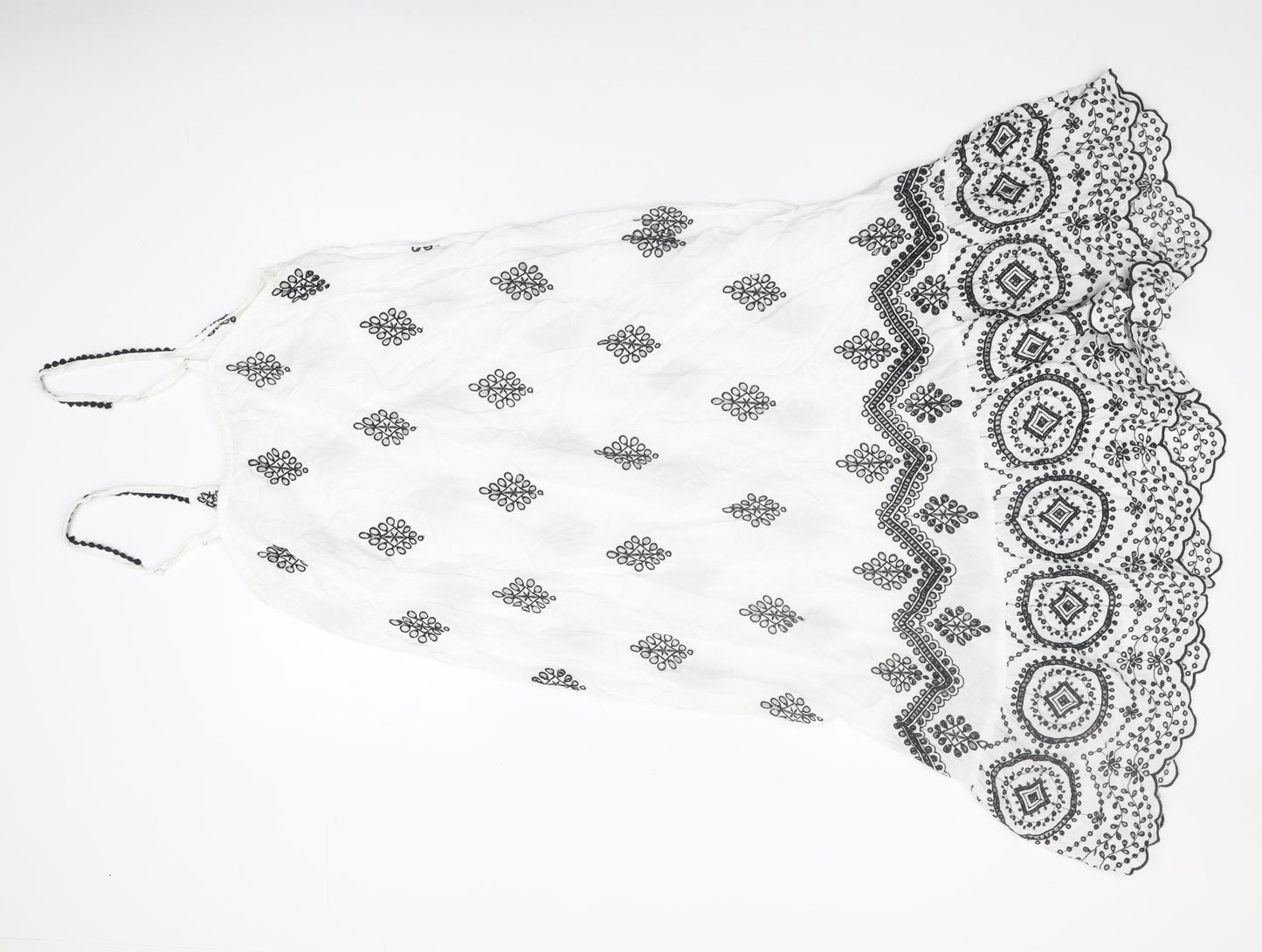 Next Women's White Embroidered Slip Dress Size 12