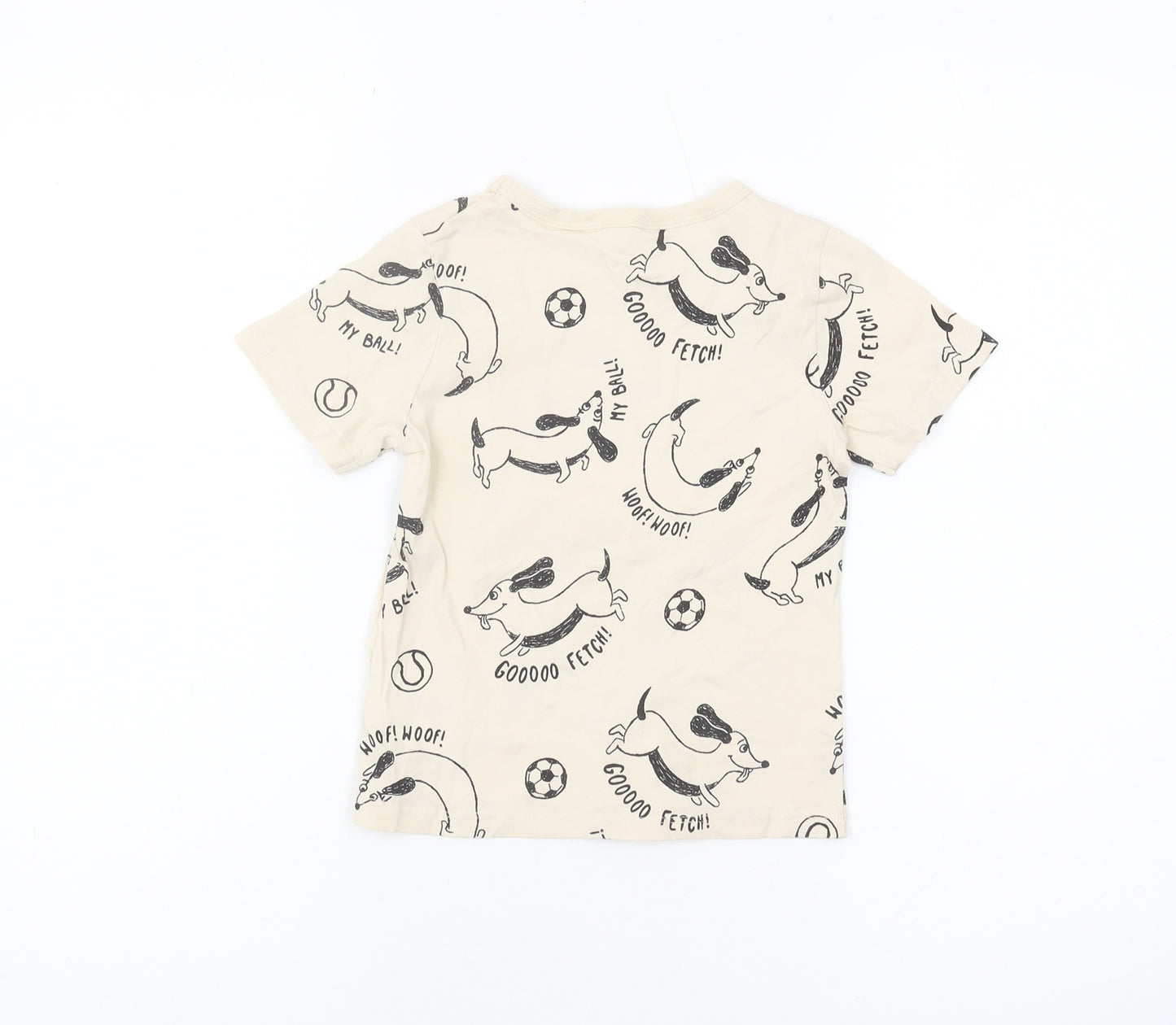 H&M Boys Beige Graphic T-Shirt, 2-3 Years, Casual, Cotton