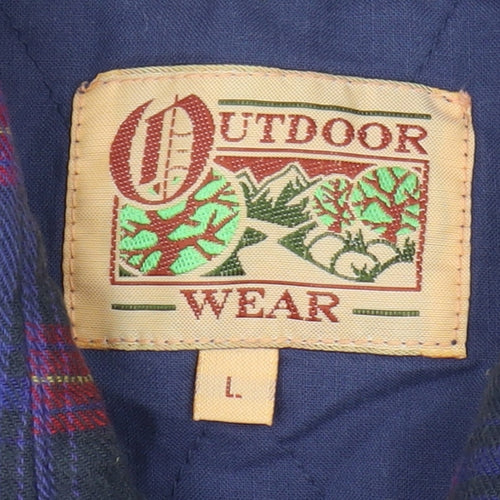 Outdoor Wear Men's Blue Plaid Cotton Quilted Jacket L