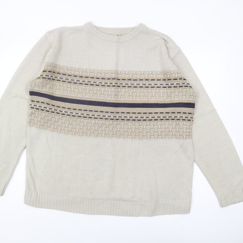 Zantos Men's Beige Pullover Jumper, Size L, Casual Knit