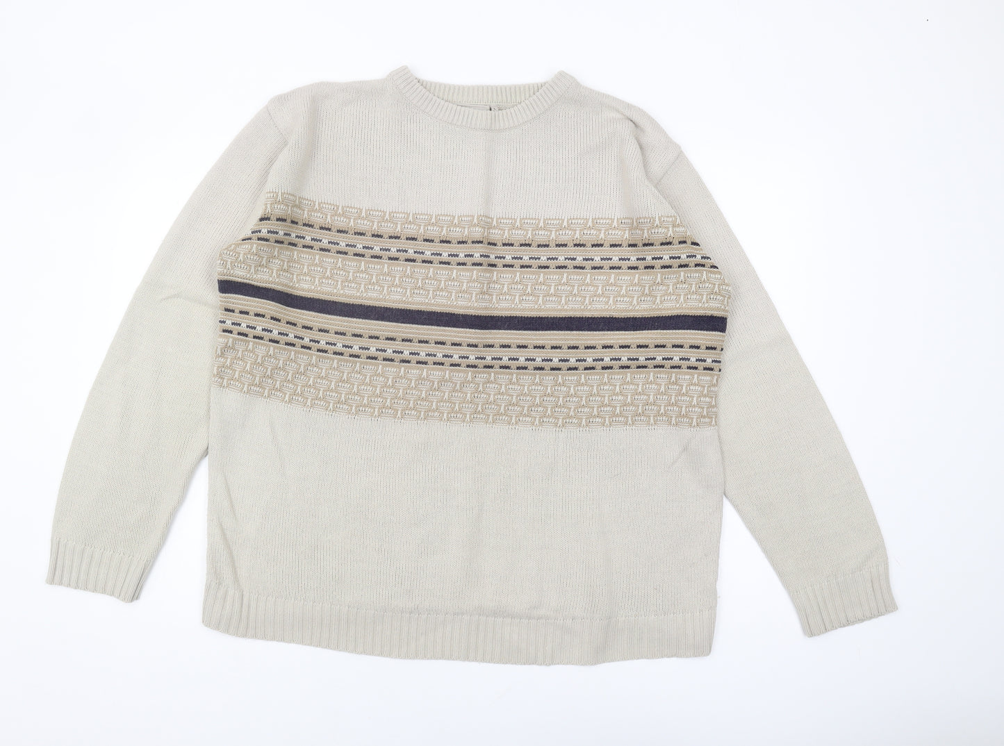Zantos Men's Beige Pullover Jumper, Size L, Casual Knit
