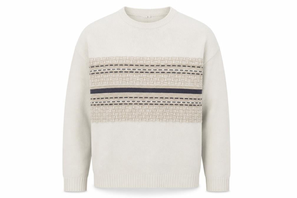 Front view of Zantos Men's Beige jumper, size L, Casual Knit