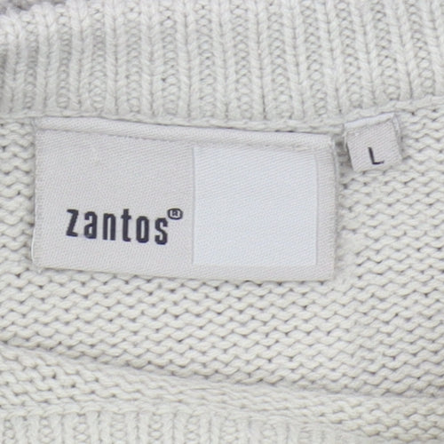 Zantos Men's Beige Pullover Jumper, Size L, Casual Knit