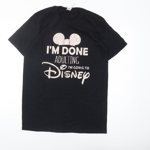 Gildan Unisex Black Disney T-Shirt M Glitter Casual