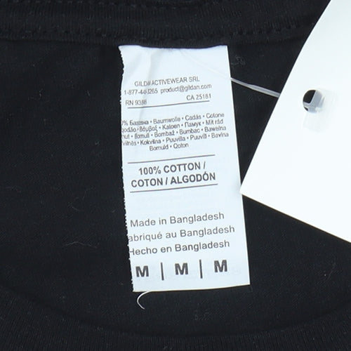 Gildan Unisex Black Disney T-Shirt M Glitter Casual