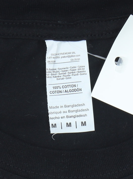 Gildan Unisex Black Disney T-Shirt M Glitter Casual