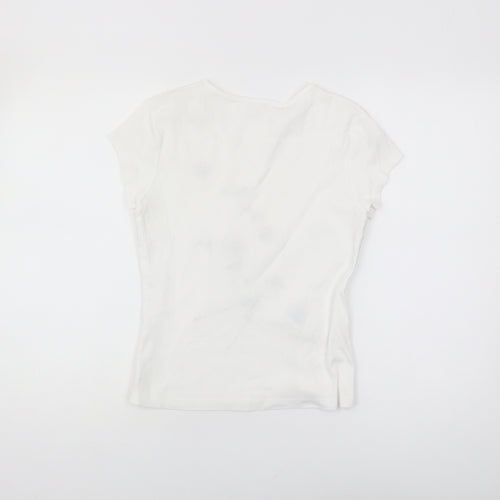 Next Women's White Embroidered T-Shirt, Size 12