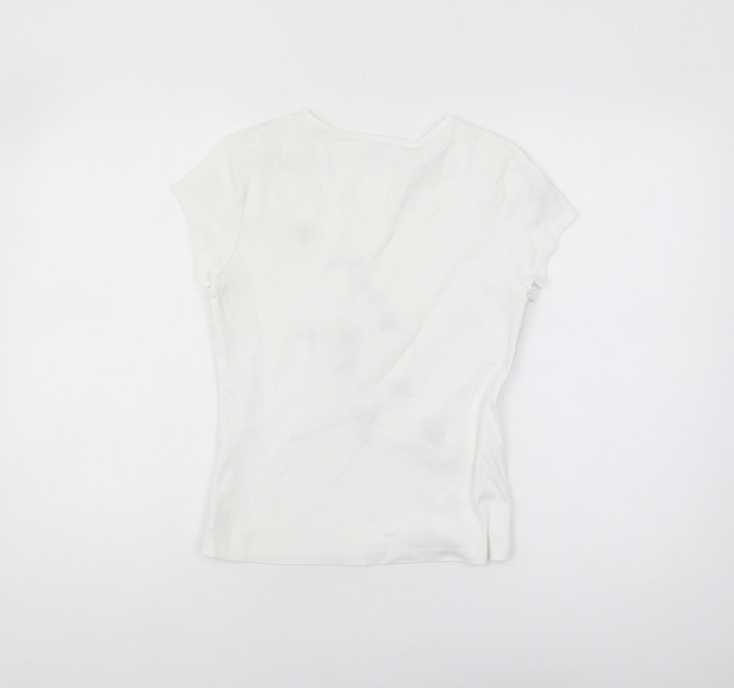 Next Women's White Embroidered T-Shirt, Size 12