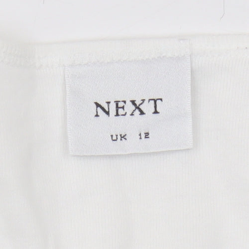 Next Women's White Embroidered T-Shirt, Size 12