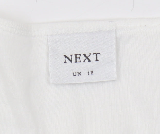 Next Women's White Embroidered T-Shirt, Size 12