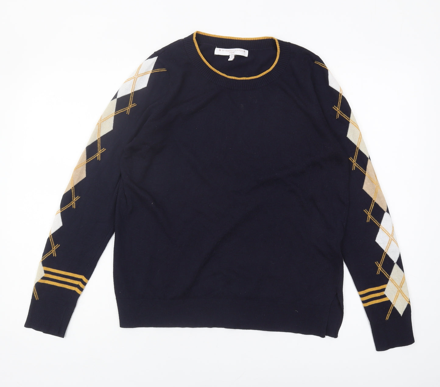 Next Women's Blue Argyle Knit Pullover Jumper Size 12