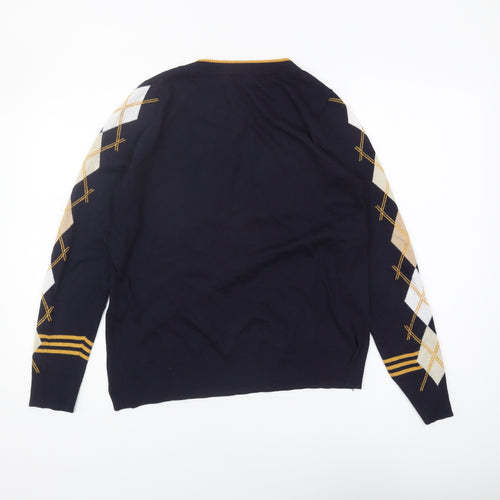 Next Women's Blue Argyle Knit Pullover Jumper Size 12