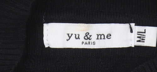 Yu & Me Women’s Black Knit Dress M/L Ruffle Sleeves