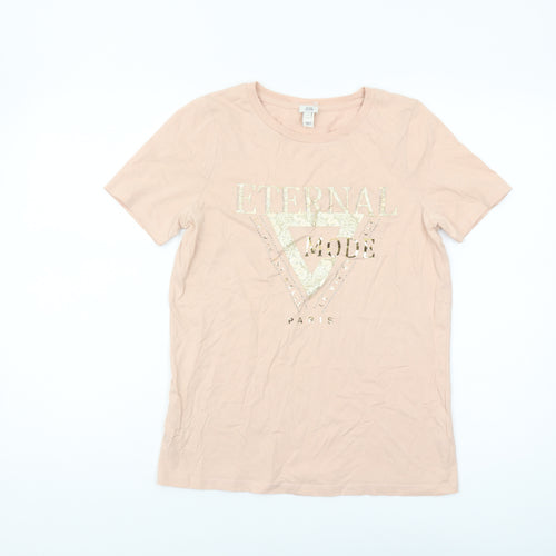 River Island Women's Beige Sequin T-Shirt Size 8