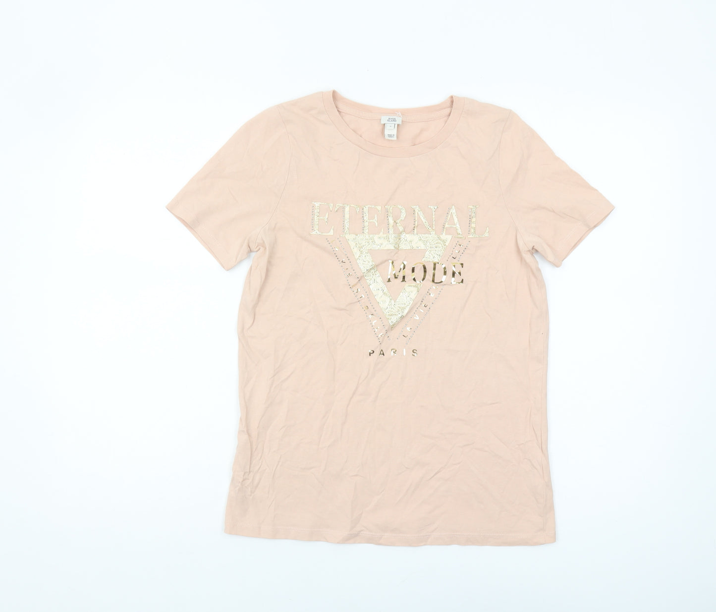 River Island Women's Beige Sequin T-Shirt Size 8