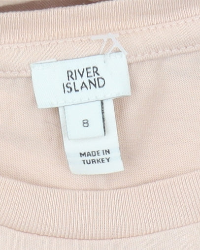 River Island Women's Beige Sequin T-Shirt Size 8