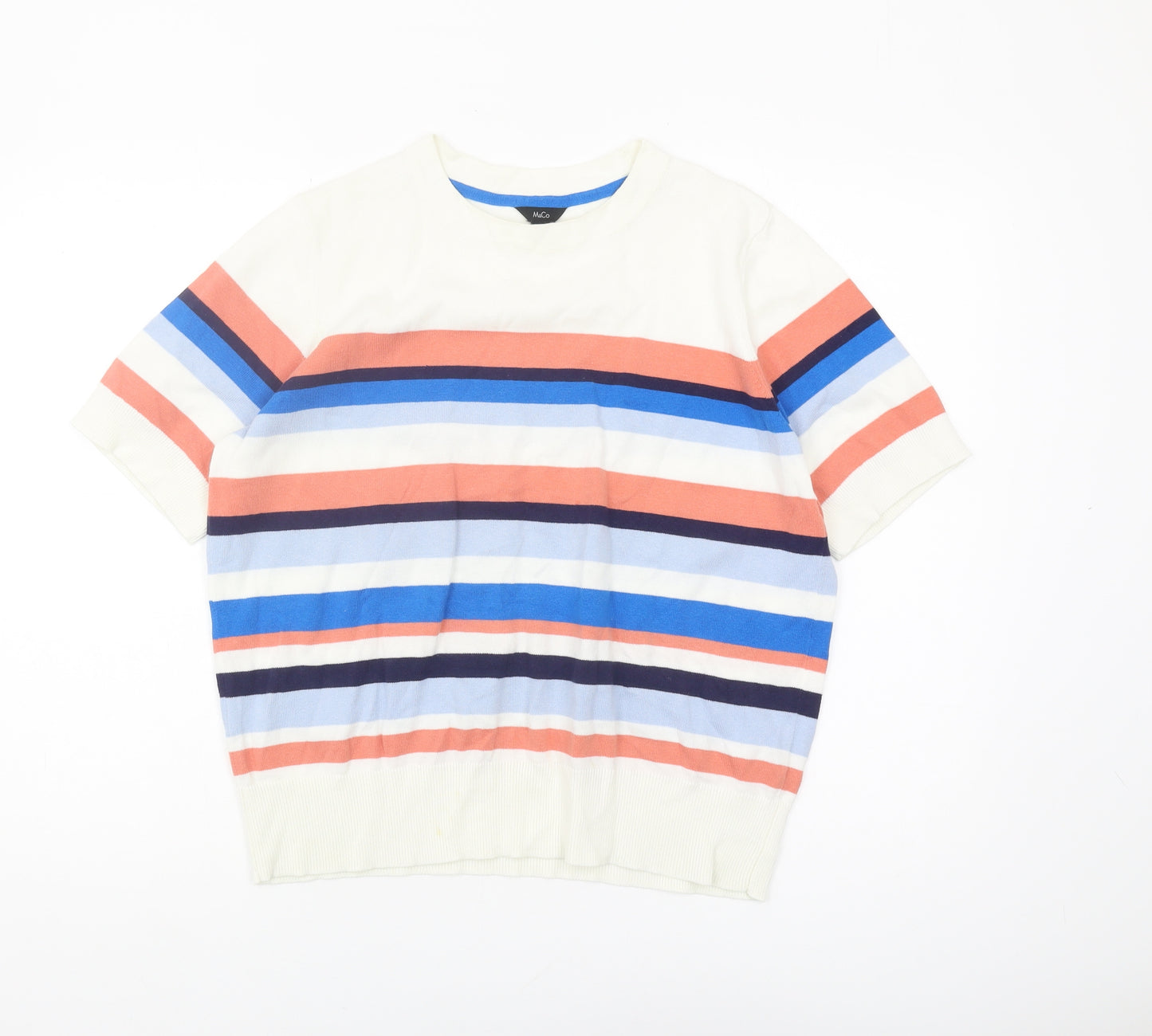 M&Co Women's Multicoloured Stripe Pullover, Size 14