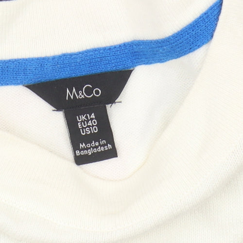 M&Co Women's Multicoloured Stripe Pullover, Size 14