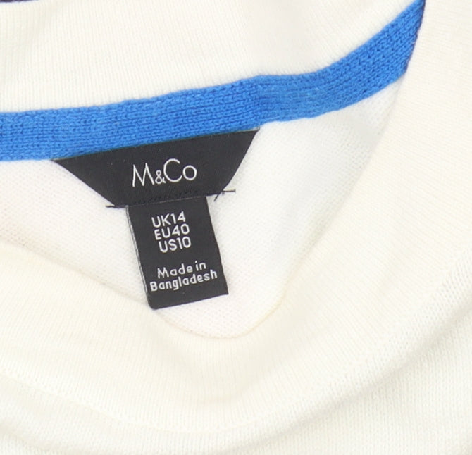 M&Co Women's Multicoloured Stripe Pullover, Size 14