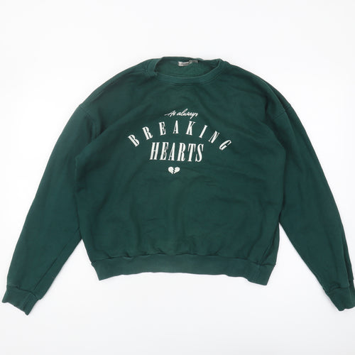 Stradivarius Women's Green Pullover Sweatshirt, Size M