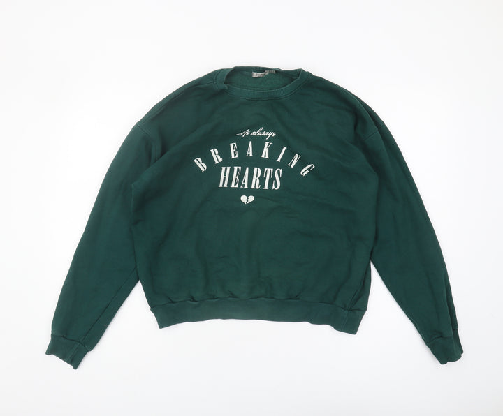 Stradivarius Women's Green Pullover Sweatshirt, Size M