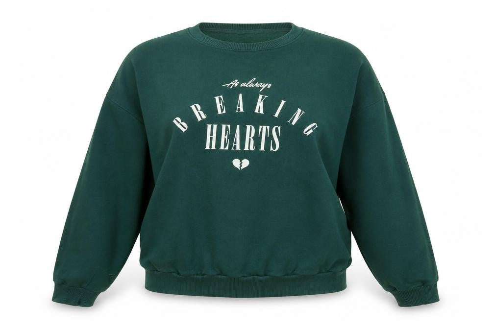 Front view of Stradivarius Women's Green Pullover Sweatshirt, size M