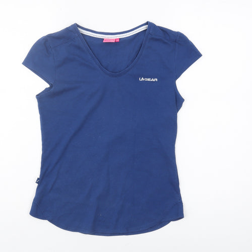 LA Gear Women's Blue V-Neck T-Shirt, Size 10, Casual Wear