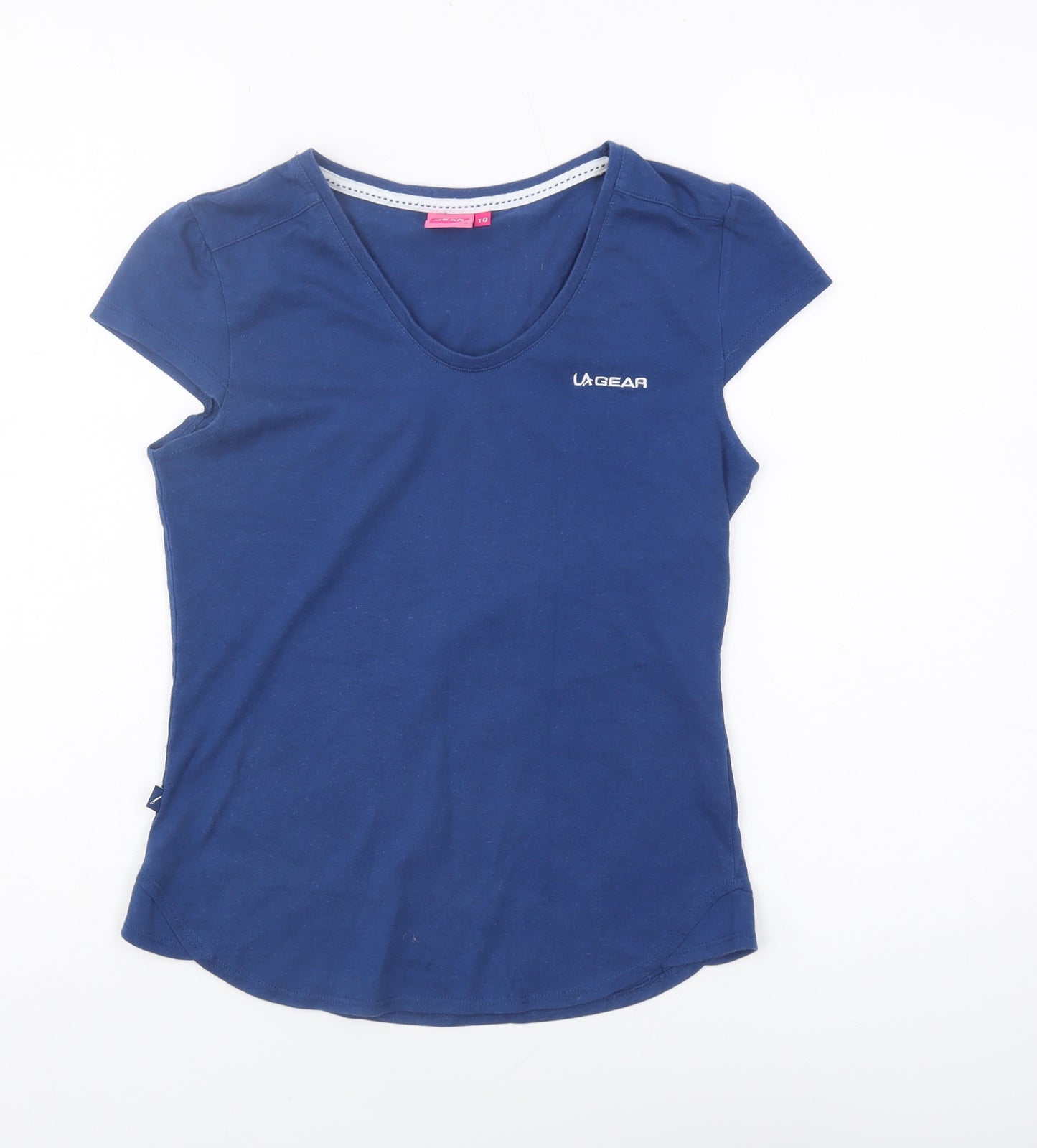 LA Gear Women's Blue V-Neck T-Shirt, Size 10, Casual Wear