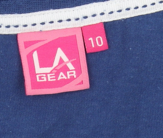 LA Gear Women's Blue V-Neck T-Shirt, Size 10, Casual Wear