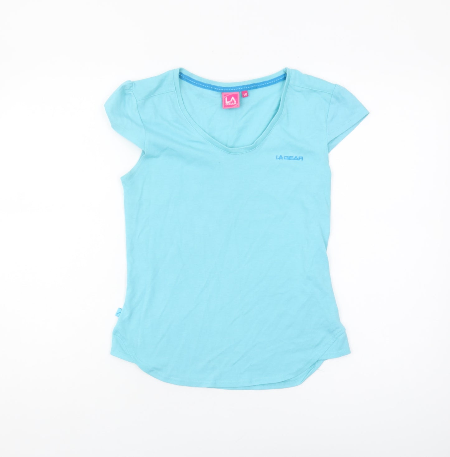 LA Gear Women's Blue T-Shirt, Size 10, V-Neck, Summer