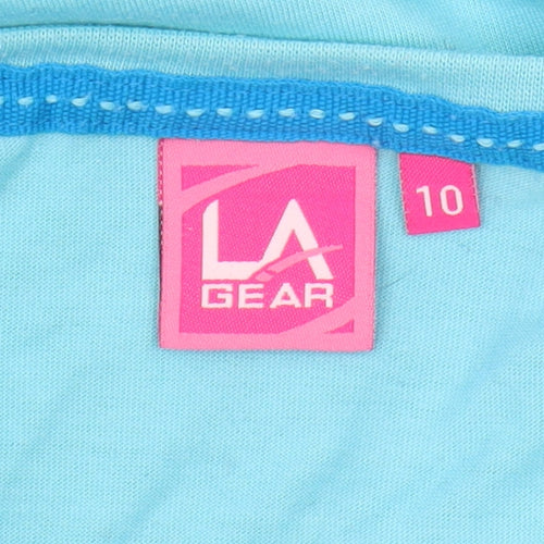LA Gear Women's Blue T-Shirt, Size 10, V-Neck, Summer