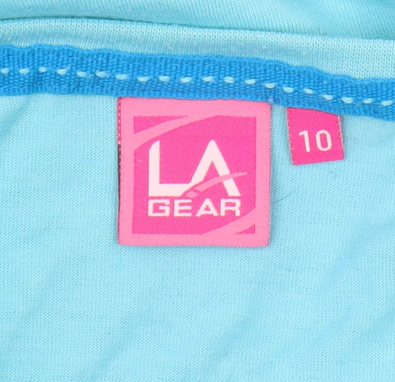 LA Gear Women's Blue T-Shirt, Size 10, V-Neck, Summer