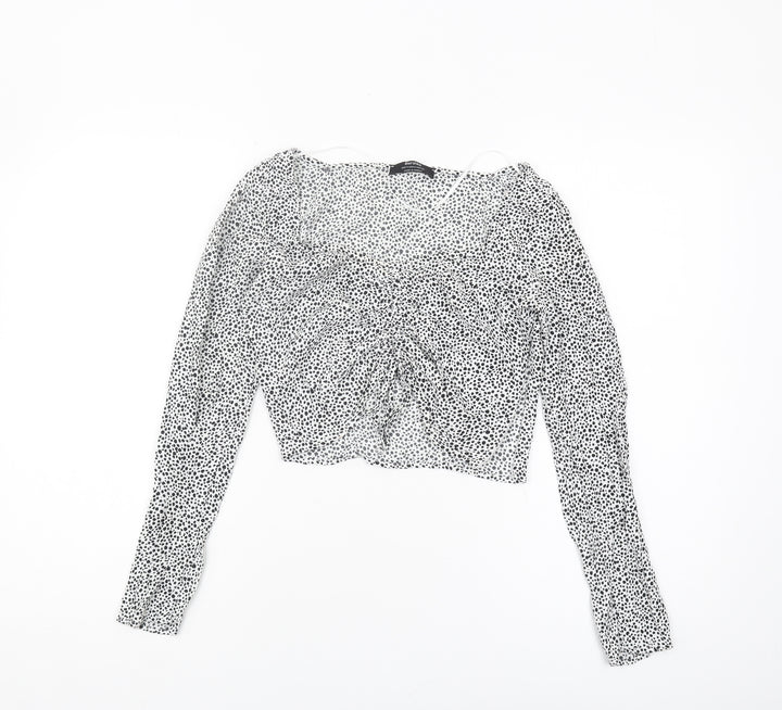 Bershka Women's Cropped V-Neck Blouse - Size S
