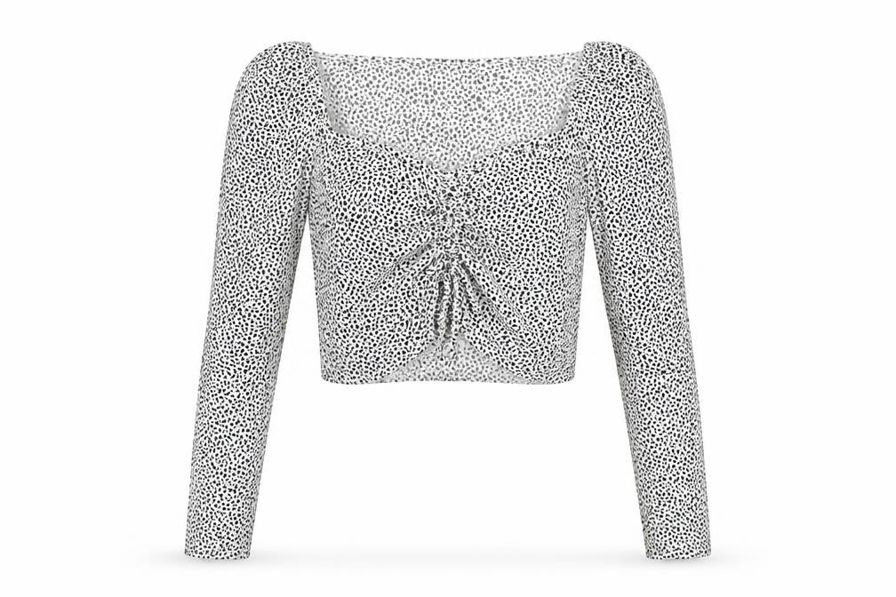 Front view of Bershka Women's Cropped V-Neck Blouse -, size S