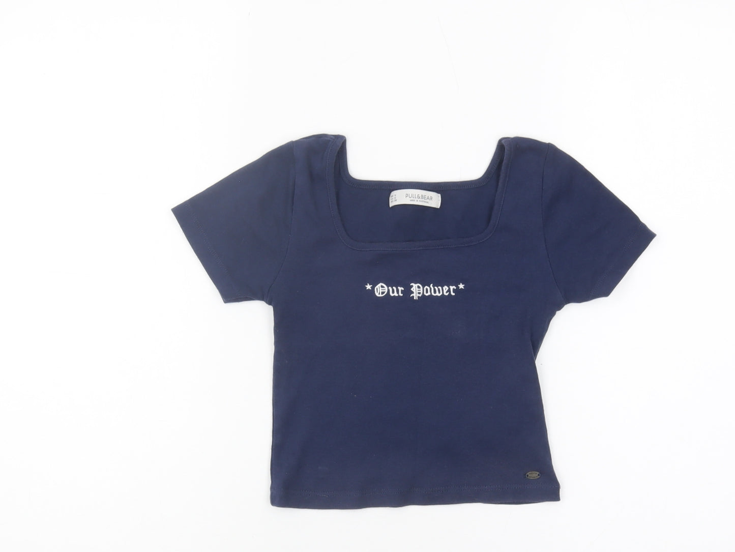 Pull & Bear Women Blue Cropped T-Shirt S