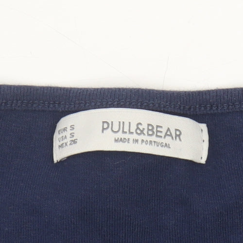 Pull & Bear Women Blue Cropped T-Shirt S