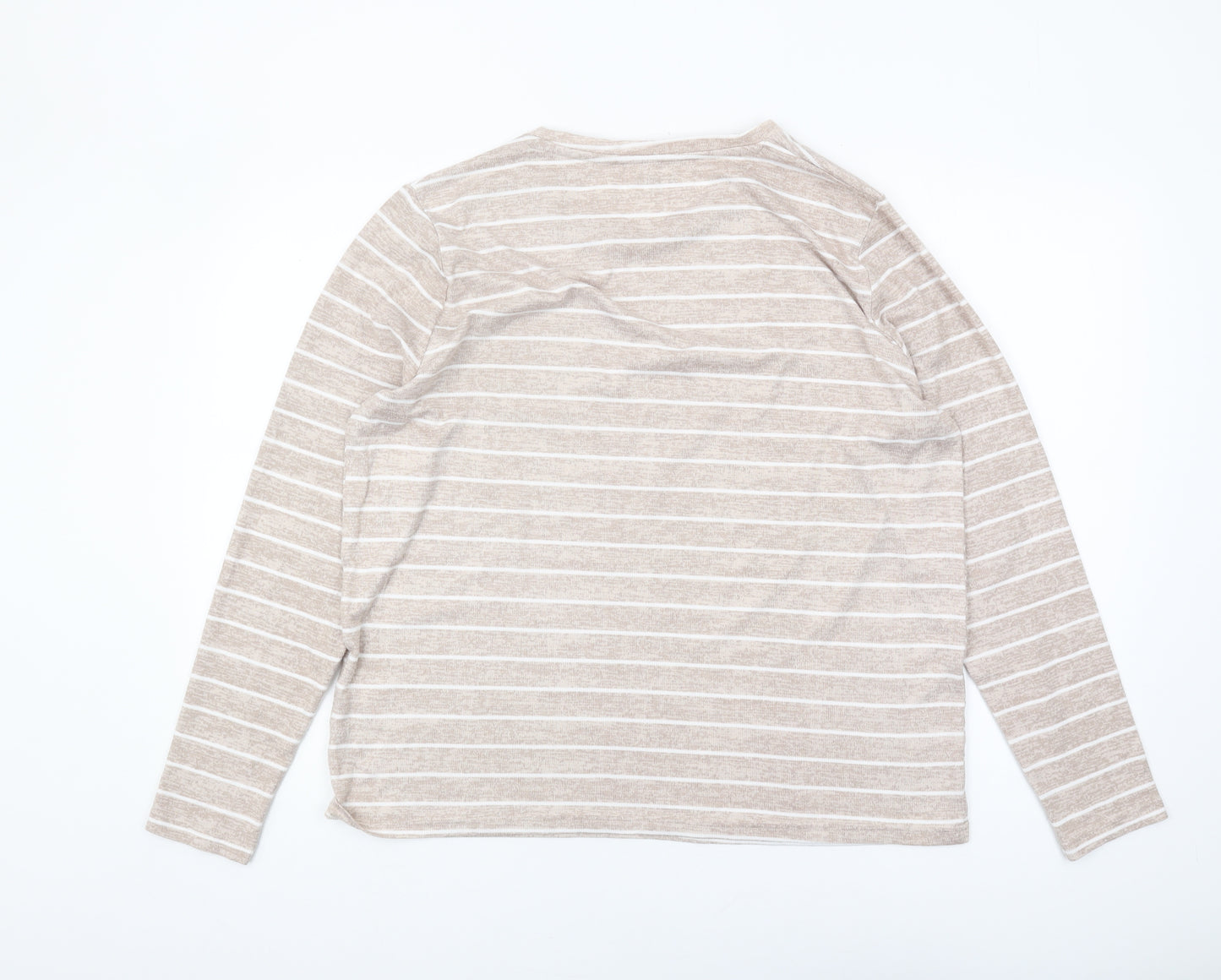 Originals Beige Striped T-Shirt, Size 14, Women's Basic Top